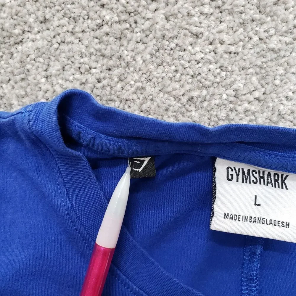Gymshark Shirt Adult Large Blue Short Sleeve Crew Spell Out Logo Ladies - Picture 9 of 10